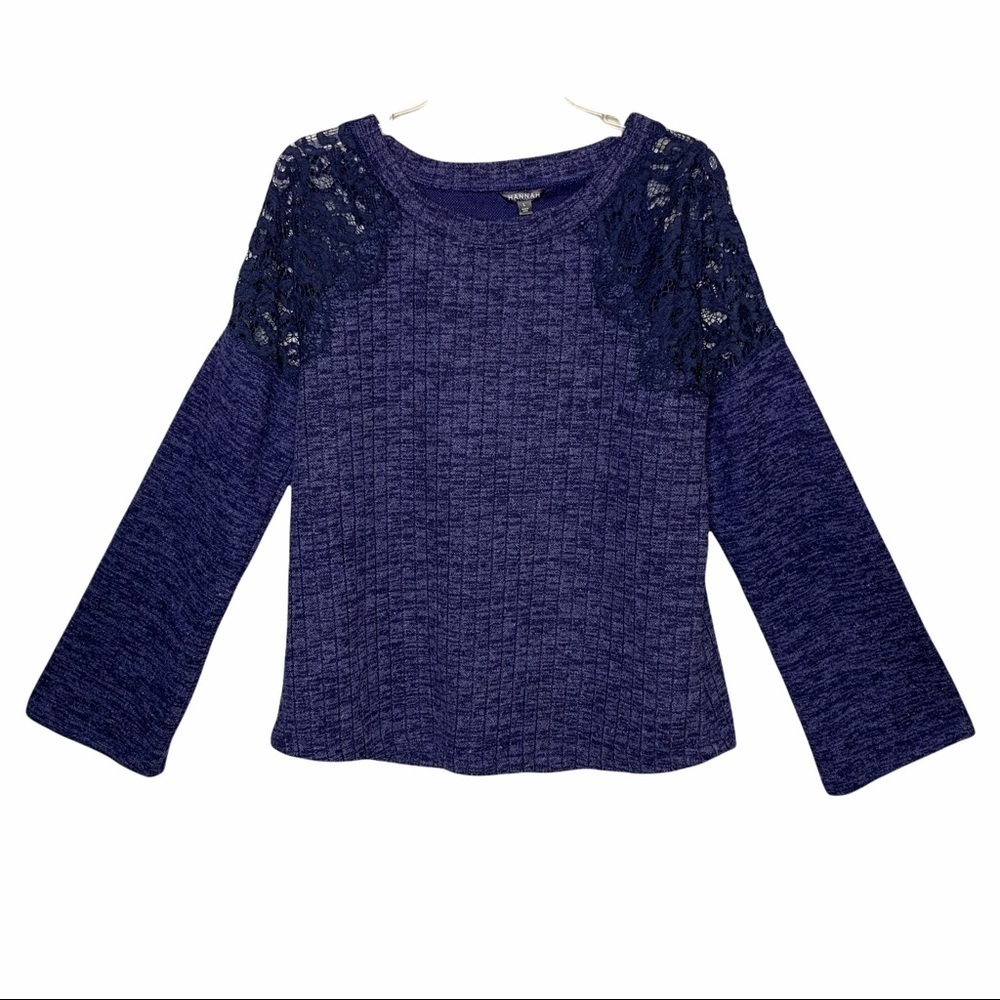 Hannah Ribbed Lace Pullover Sweater